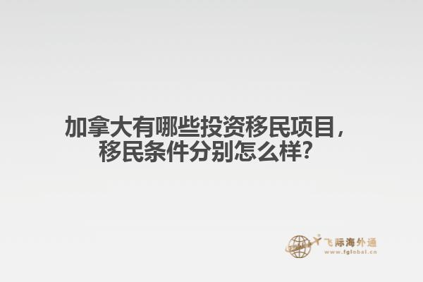 加拿大有哪些投資移民項目，移民條件分別怎么樣？