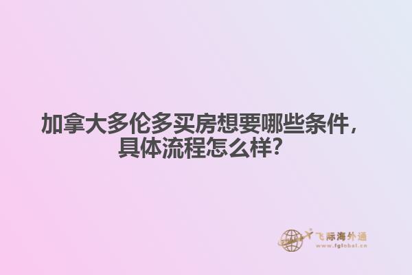 加拿大多倫多買房想要哪些條件，具體流程怎么樣？