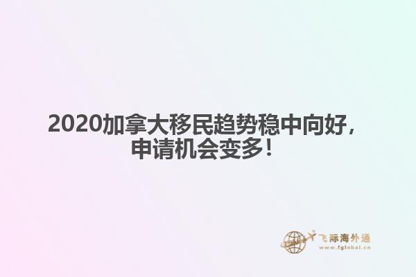 2020加拿大移民趨勢穩中向好，申請機會變多！