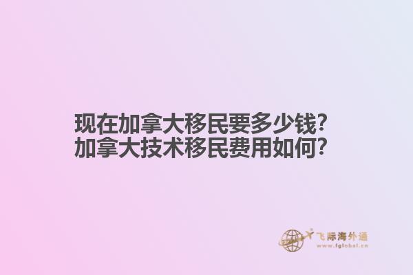 現在加拿大移民要多少錢？加拿大技術移民費用如何？