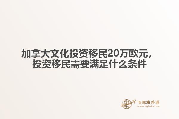 加拿大文化投資移民20萬歐元，投資移民需要滿足什么條件