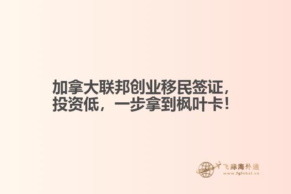 加拿大聯邦創業移民簽證，投資低，一步拿到楓葉卡！