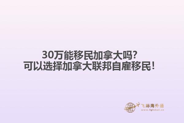30萬能移民加拿大嗎？可以選擇加拿大聯邦自雇移民！