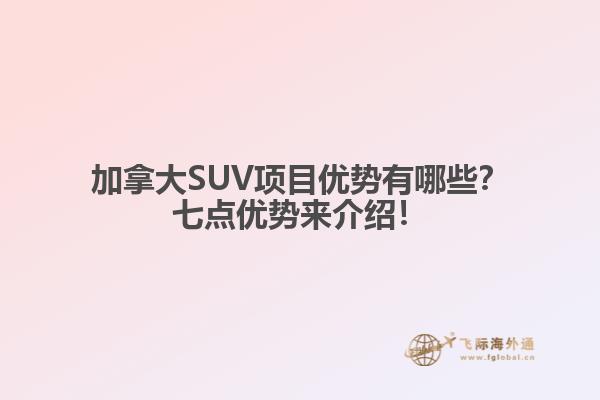 加拿大SUV項目優勢有哪些？七點優勢來介紹！