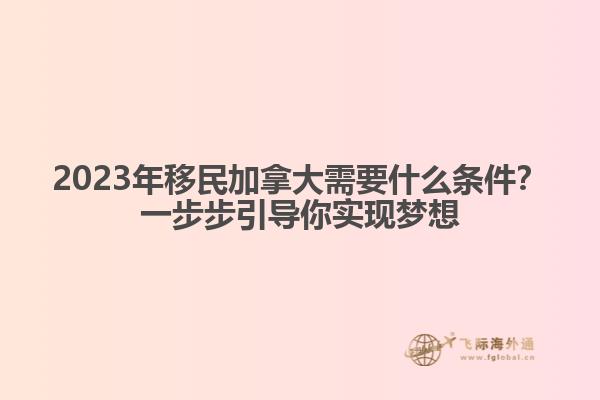 2023年移民加拿大需要什么條件？一步步引導你實現夢想