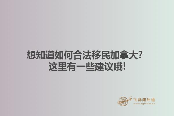 想知道如何合法移民加拿大？這里有一些建議哦!