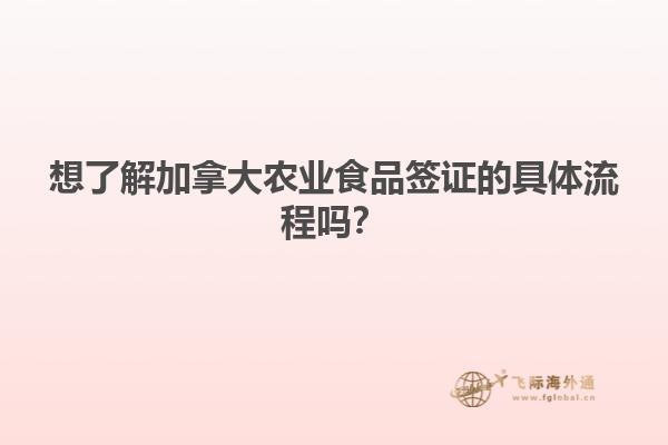 想了解加拿大農業食品簽證的具體流程嗎？