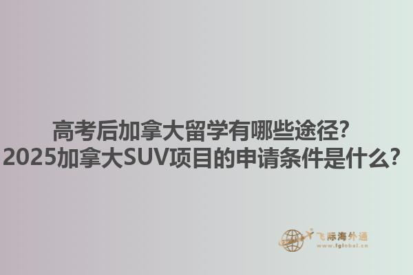 高考后加拿大留學有哪些途徑？2025加拿大SUV項目的申請條件是什么？1.jpg