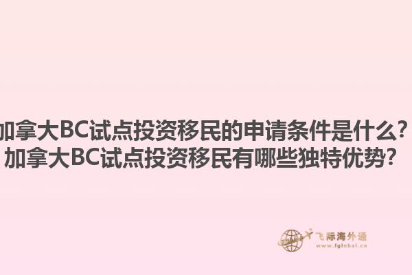 加拿大BC試點投資移民的申請條件是什么？加拿大BC試點投資移民有哪些獨特優勢？1.jpg
