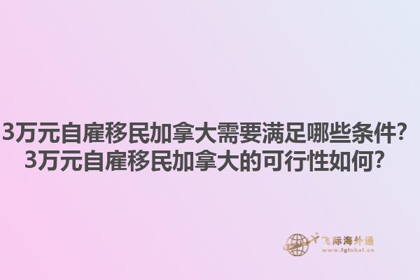 3萬元自雇移民加拿大需要滿足哪些條件？3萬元自雇移民加拿大的可行性如何？1.jpg