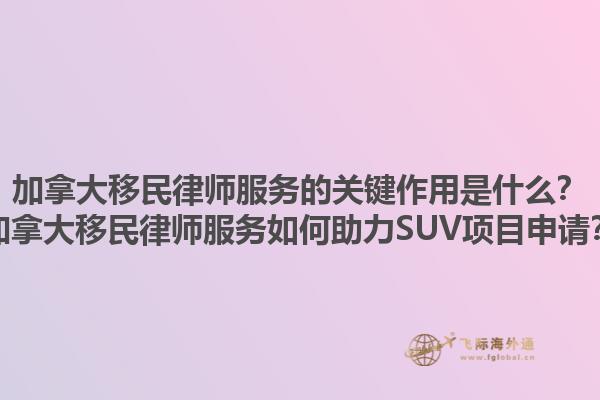 加拿大移民律師服務的關鍵作用是什么？加拿大移民律師服務如何助力SUV項目申請？