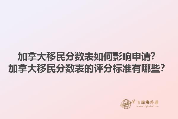 加拿大移民分數表如何影響申請？加拿大移民分數表的評分標準有哪些？
