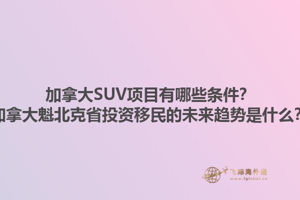 加拿大SUV項目有哪些條件？加拿大魁北克省投資移民的未來趨勢是什么？