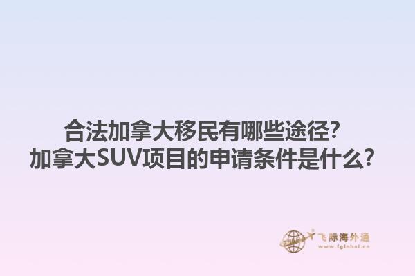 合法加拿大移民有哪些途徑？加拿大SUV項目的申請條件是什么？