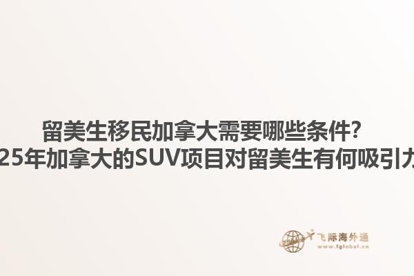 留美生移民加拿大需要哪些條件？2025年加拿大的SUV項目對留美生有何吸引力？
