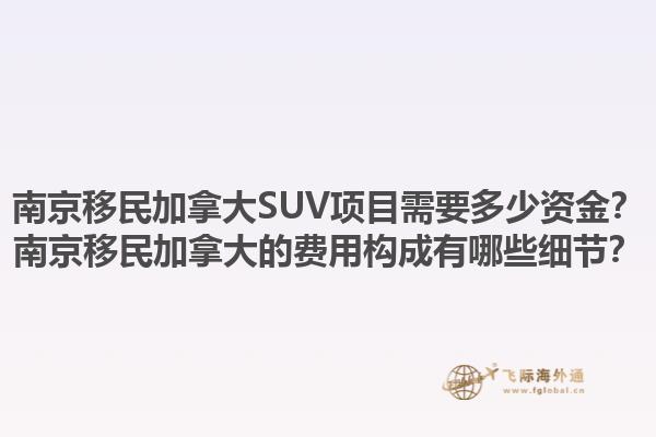 南京移民加拿大SUV項目需要多少資金？南京移民加拿大的費用構成有哪些細節？
