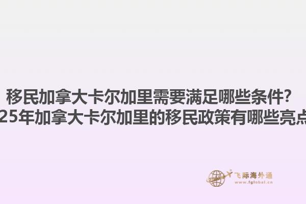 移民加拿大卡爾加里需要滿足哪些條件？2025年加拿大卡爾加里的移民政策有哪些亮點？