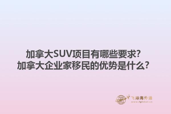 加拿大SUV項目有哪些要求？加拿大企業家移民的優勢是什么？