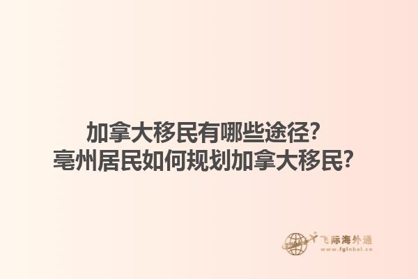 加拿大移民有哪些途徑？亳州居民如何規劃加拿大移民？1.jpg