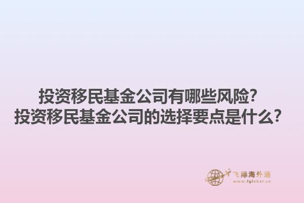 投資移民基金公司有哪些風險？投資移民基金公司的選擇要點是什么？1.jpg