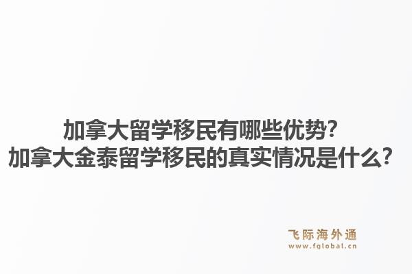 加拿大留學移民有哪些優勢？加拿大金泰留學移民的真實情況是什么？