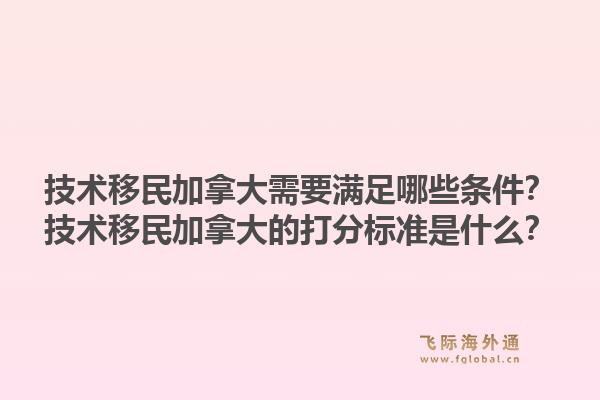 技術移民加拿大需要滿足哪些條件？技術移民加拿大的打分標準是什么？1.jpg