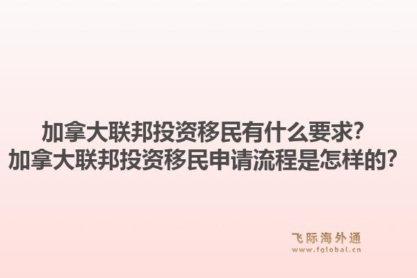 加拿大聯邦投資移民有什么要求？加拿大聯邦投資移民申請流程是怎樣的？1.jpg