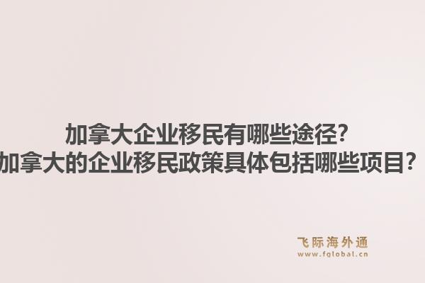 加拿大企業移民有哪些途徑？加拿大的企業移民政策具體包括哪些項目？