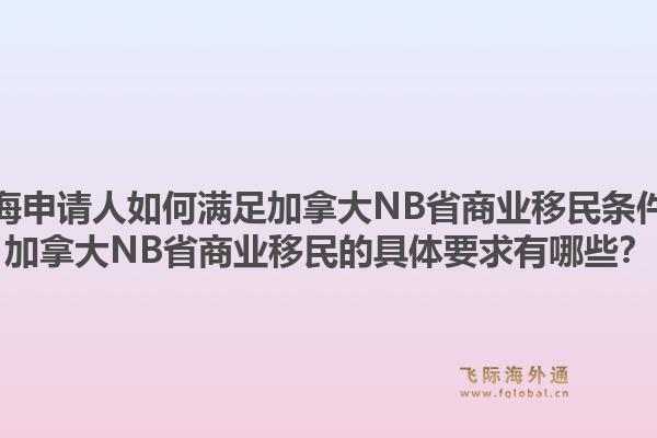 上海申請人如何滿足加拿大NB省商業移民條件？加拿大NB省商業移民的具體要求有哪些？