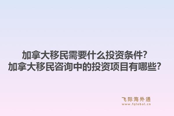 加拿大移民需要什么投資條件？加拿大移民咨詢中的投資項目有哪些？