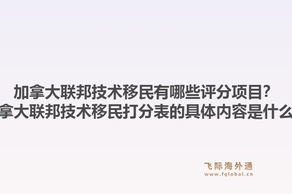 加拿大聯邦技術移民有哪些評分項目？加拿大聯邦技術移民打分表的具體內容是什么？